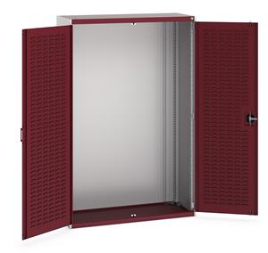 40014020.** cubio cupboard with louvre doors. WxDxH: 1300x525x2000mm. RAL 7035/5010 or selected
